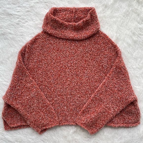FREE PEOPLE • Cowl Neck BFF Knit Sweater in Scarlet Flame Size XL - Picture 8 of 15